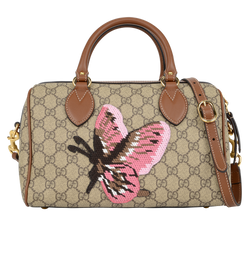Butterfly Boston Bag, Canvas, Beige, 525040, DB/S, 3*